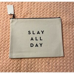 Milly Zip Pouch Clutch Bag Cream Slay All Da WATER-RESISTANT NEW